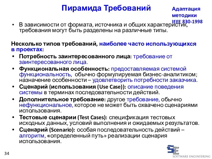 Пирамида Требований В зависимости от формата, источника и общих характеристик, требования могут