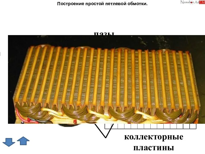 Построение простой петлевой обмотки. пазы коллекторные пластины