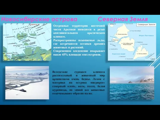 Новосибирские острова Северная Земля Островные территории восточной части Арктики находятся в резко