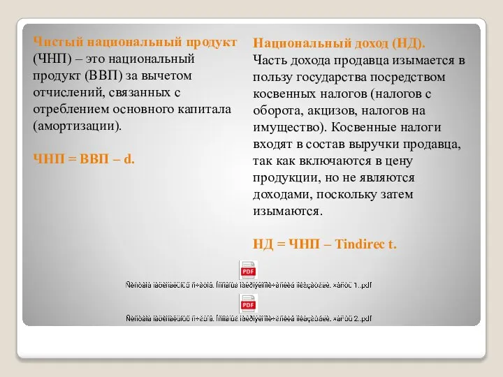 Чистый национальный продукт (ЧНП) – это национальный продукт (ВВП) за вычетом отчислений,