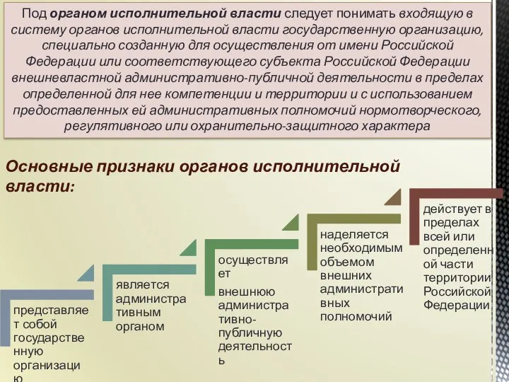 Под органом исполнительной власти следует понимать входящую в систему органов исполнительной власти