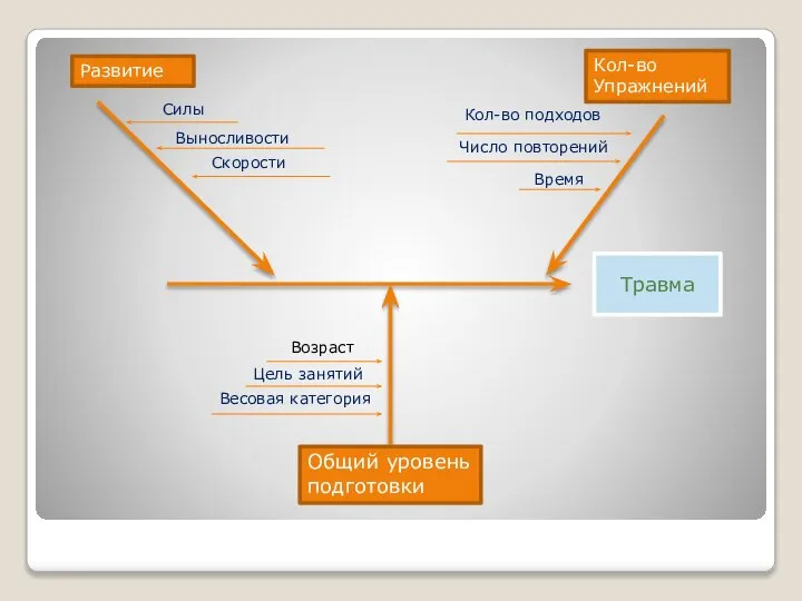 Общий уровень подготовки Травма Развитие Кол-во Упражнений Кол-во подходов Число повторений Силы