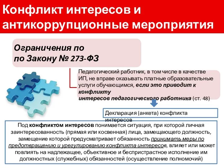 Под конфликтом интересов понимается ситуация, при которой личная заинтересованность (прямая или косвенная)