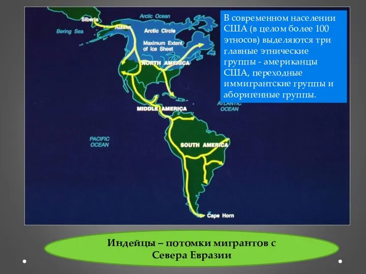 Индейцы – потомки мигрантов с Севера Евразии В современном населении США (в