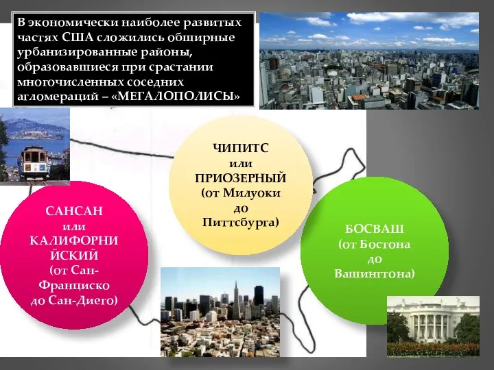 БОСВАШ (от Бостона до Вашингтона) ЧИПИТС или ПРИОЗЕРНЫЙ (от Милуоки до Питтсбурга)