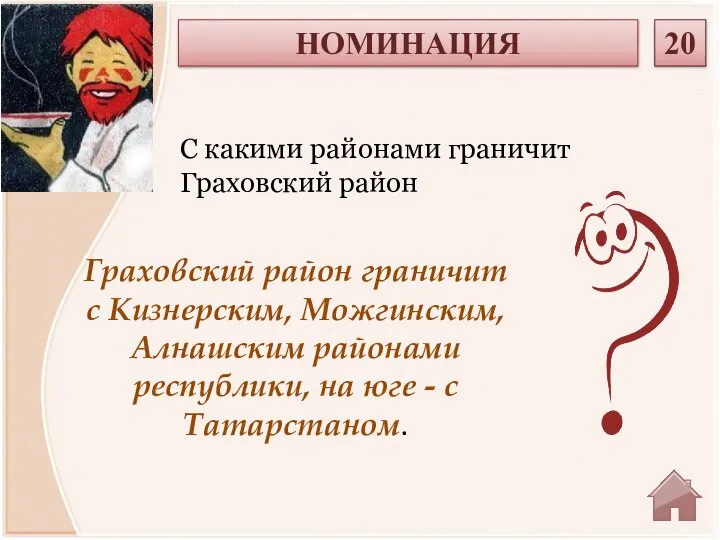 Граховский район граничит с Кизнерским, Можгинским, Алнашским районами республики, на юге -