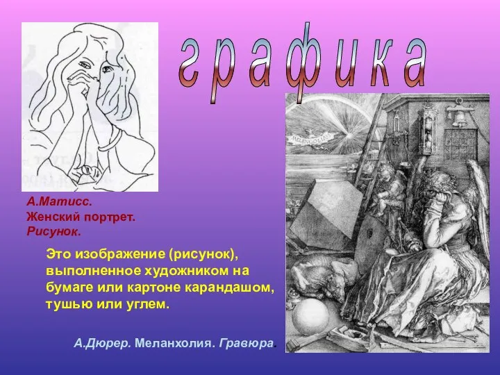 Это изображение (рисунок), выполненное художником на бумаге или картоне карандашом, тушью или