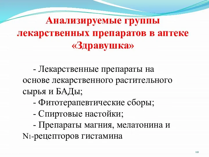 Анализируемые группы лекарственных препаратов в аптеке «Здравушка» - Лекарственные препараты на основе