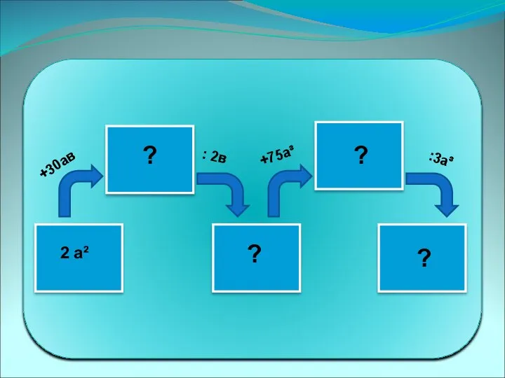 2 а² +30ав : 2в +75а³ ? ? ? ? :3а³