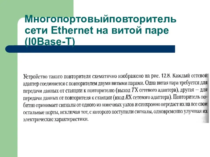 Многопортовыйповторитель сети Ethernet на витой паре (l0Base-T)