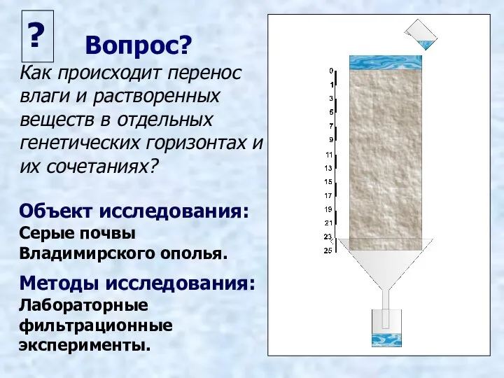 Вопрос? Как происходит перенос влаги и растворенных веществ в отдельных генетических горизонтах