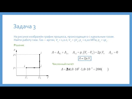 Задача 3 На рисунке изображён график процесса, происходящего с идеальным газом. Найти