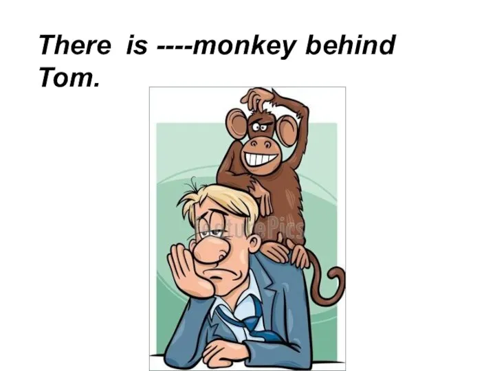 There is ----monkey behind Tom.