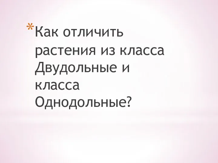 Как отличить растения из класса Двудольные и класса Однодольные?