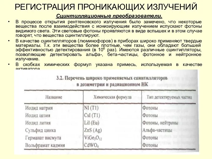 РЕГИСТРАЦИЯ ПРОНИКАЮЩИХ ИЗЛУЧЕНИЙ Сцинтилляционные преобразователи. В процессе открытия рентгеновского излучения было замечено,