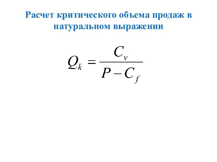 Расчет критического объема продаж в натуральном выражении