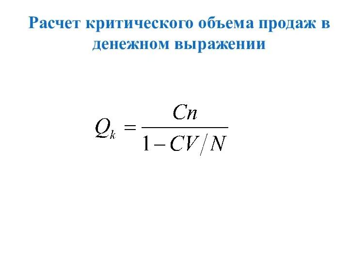 Расчет критического объема продаж в денежном выражении