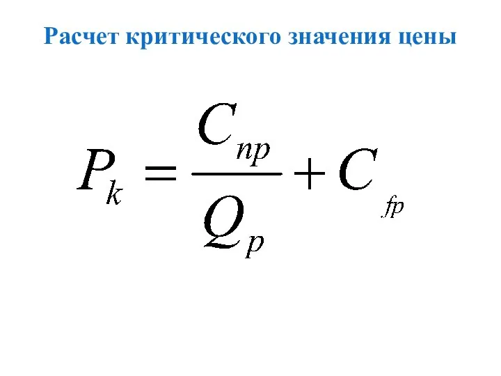 Расчет критического значения цены