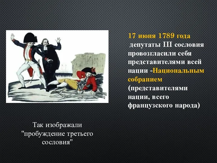 17 июня 1789 года депутаты III сословия провозгласили себя представителями всей нации