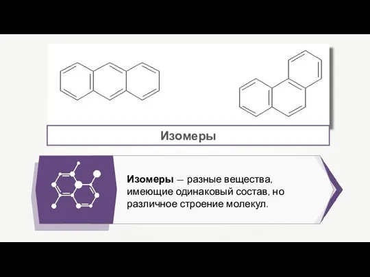 Изомеры — разные вещества, имеющие одинаковый состав, но различное строение молекул. Изомеры