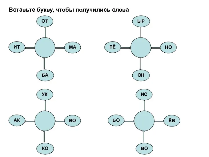 Вставьте букву, чтобы получились слова