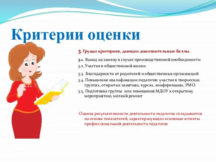 Критерии оценки 3. Группа критериев, дающих дополнительные баллы. 3.1. Выход на замену