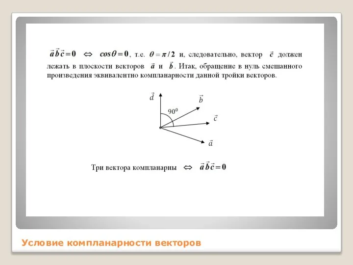 Условие компланарности векторов