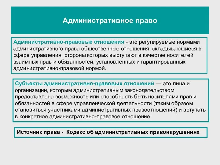 Административное право Административно-правовые отношения - это регулируемые нормами административного права общественные отношения,