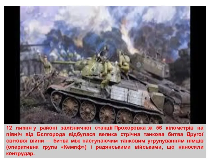 12 липня у районі залізничної станції Прохоровка за 56 кілометрів на північ