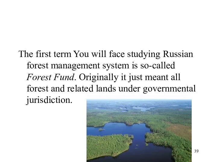 The first term You will face studying Russian forest management system is