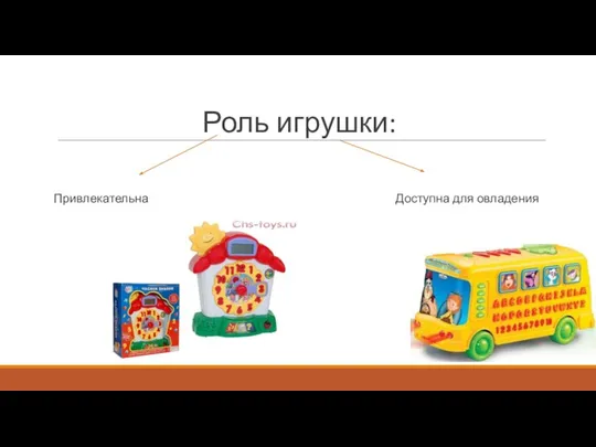 Роль игрушки: Привлекательна Доступна для овладения