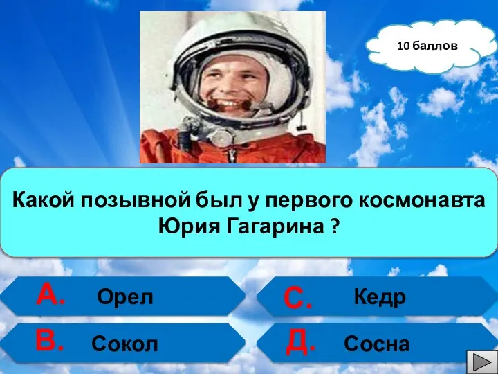 Орел Сокол Кедр Сосна Какой позывной был у первого космонавта Юрия Гагарина