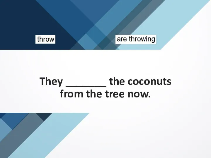 They _______ the coconuts from the tree now.