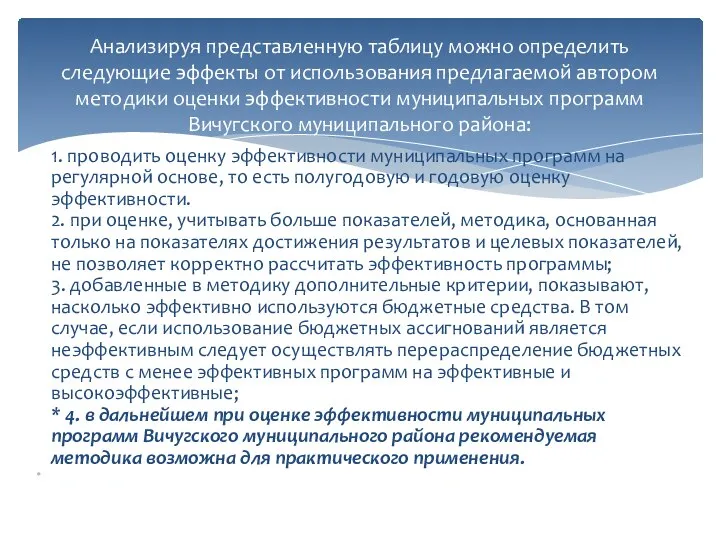 1. проводить оценку эффективности муниципальных программ на регулярной основе, то есть полугодовую