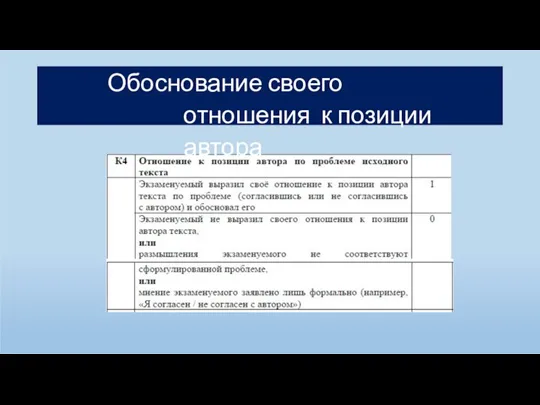 Обоснование своего отношения к позиции автора