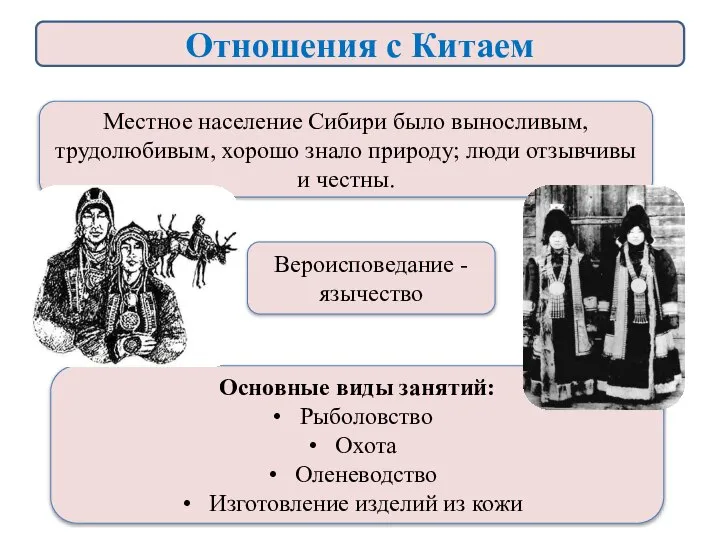 Местное население Сибири было выносливым, трудолюбивым, хорошо знало природу; люди отзывчивы и