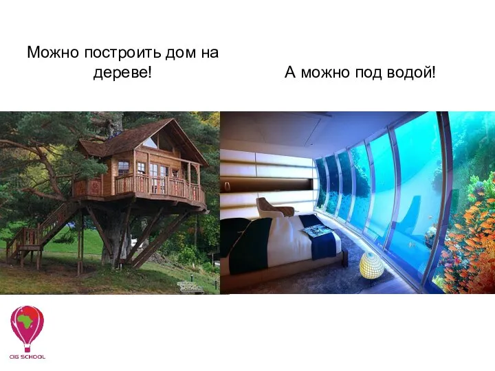 Можно построить дом на дереве! А можно под водой!