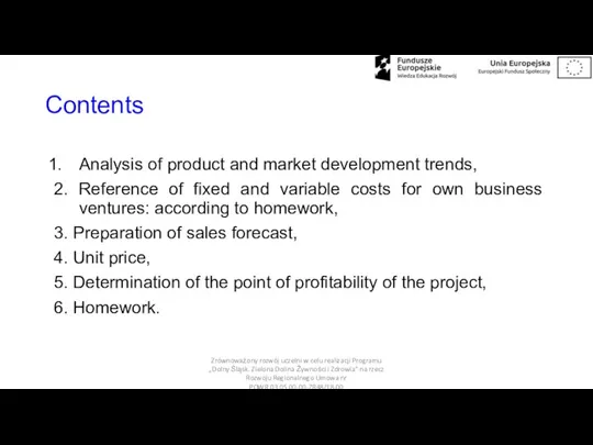 Contents Analysis of product and market development trends, 2. Reference of fixed