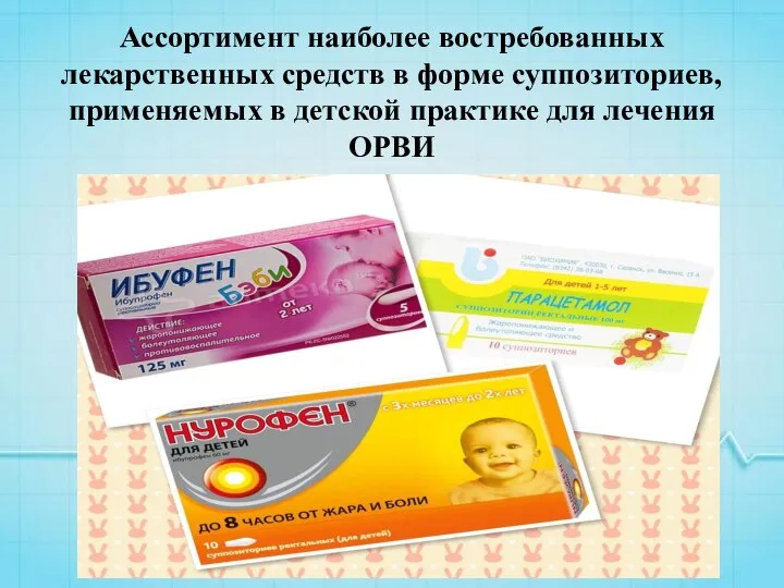 Ассортимент наиболее востребованных лекарственных средств в форме суппозиториев, применяемых в детской практике для лечения ОРВИ
