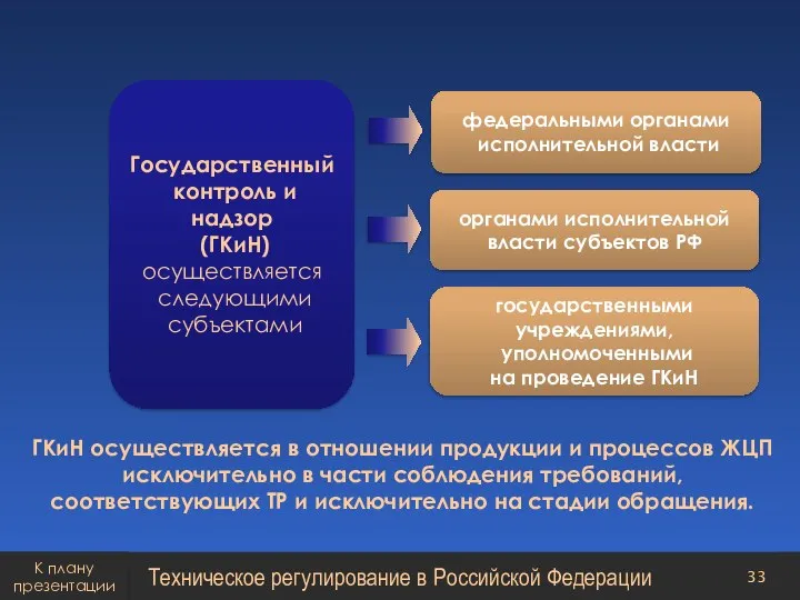 Государственный контроль и надзор (ГКиН) осуществляется следующими субъектами федеральными органами исполнительной власти