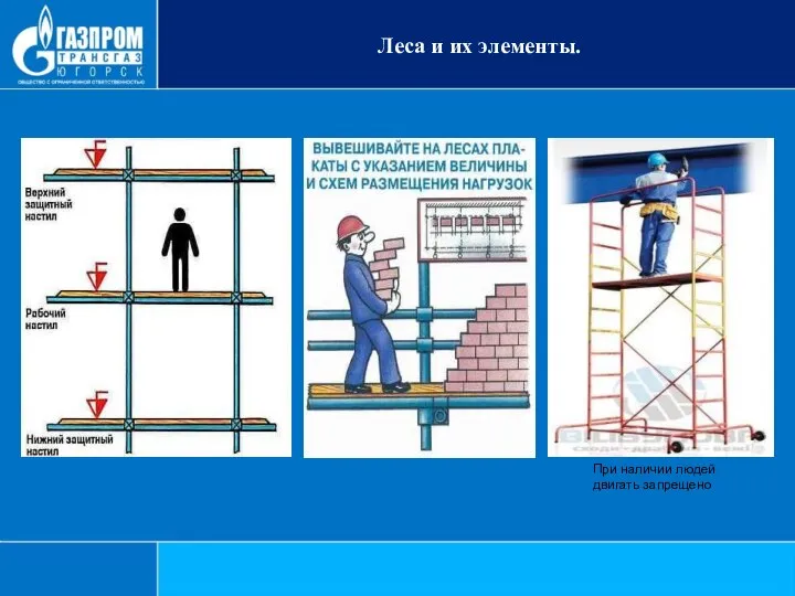 Леса и их элементы. При наличии людей двигать запрещено