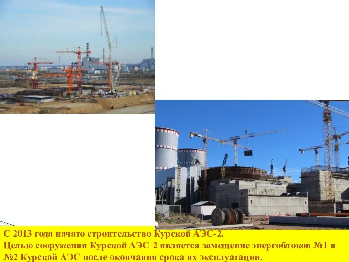 С 2013 года начато строительство Курской АЭС-2. Целью сооружения Курской АЭС-2 является