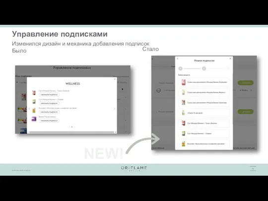 Управление подписками Изменился дизайн и механика добавления подписок Было Стало NEW!