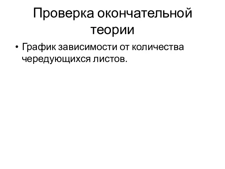 Проверка окончательной теории График зависимости от количества чередующихся листов.