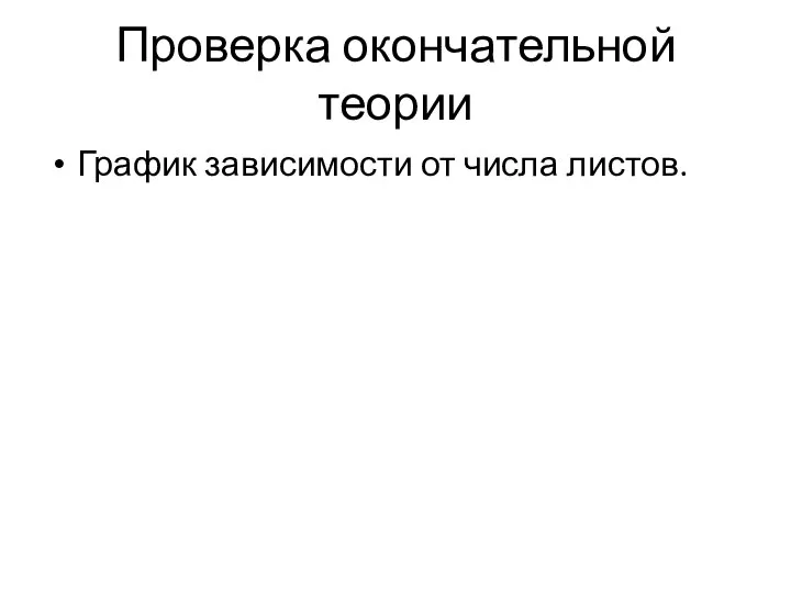 Проверка окончательной теории График зависимости от числа листов.