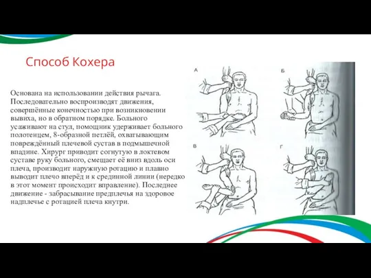 Основана на использовании действия рычага. Последовательно воспроизводят движения, совершённые конечностью при возникновении