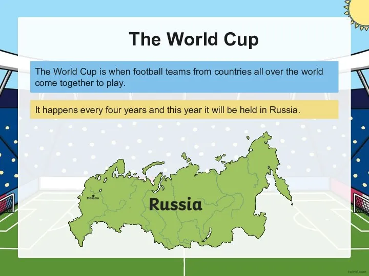The World Cup The World Cup is when football teams from countries