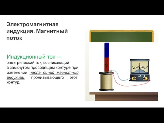 Электромагнитная индукция. Магнитный поток Индукционный ток — электрический ток, возникающий в замкнутом