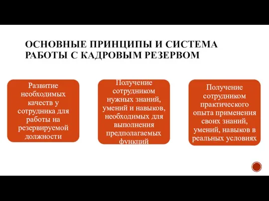 ОСНОВНЫЕ ПРИНЦИПЫ И СИСТЕМА РАБОТЫ С КАДРОВЫМ РЕЗЕРВОМ