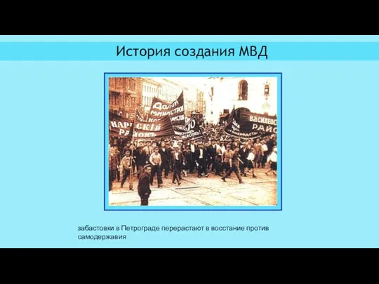 забастовки в Петрограде перерастают в восстание против самодержавия История создания МВД